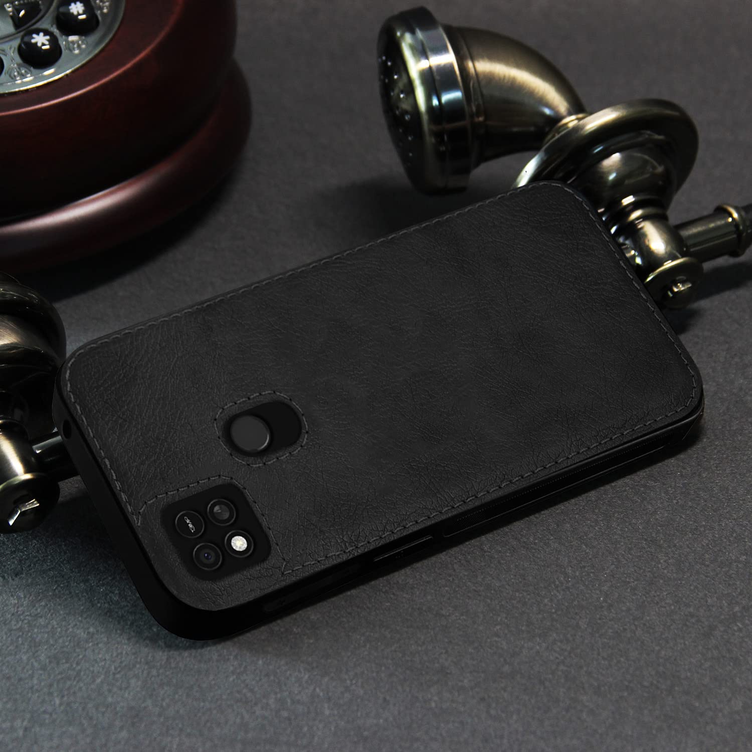 Black Leather back cover for Redmi 10A/9/9C – Pikkme – photo 2