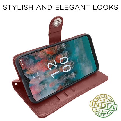 Nokia C12/C12 Pro Button flip cover in brown by Pikkme – photo 5