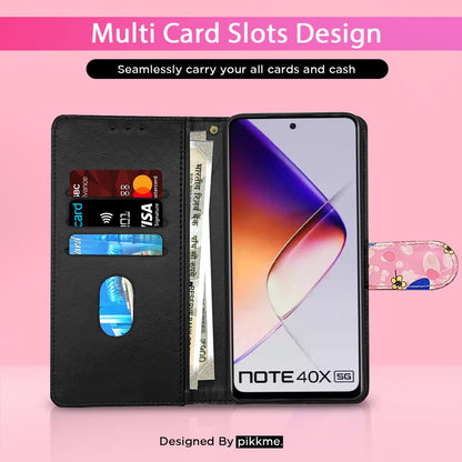 Infinix Note 40X 5G Wallet flip cover in pink flower by Pikkme – photo 2