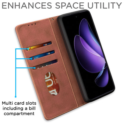 Pikkme Oppo Reno 13F 5G Magnetic brown wallet flip cover – photo 3