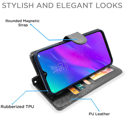 Pikkme Realme 3 Vintage Flip Cover (Black)