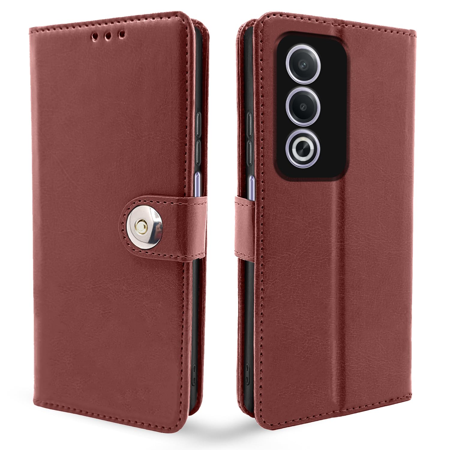  Oppo A3 Pro 5G Button Flip Cover -Brown