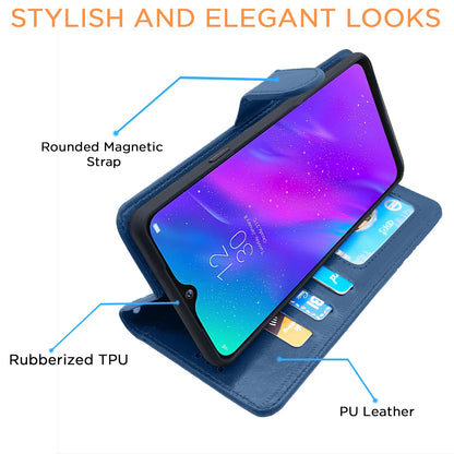 Pikkme Realme 3 Vintage Flip Cover (Blue)