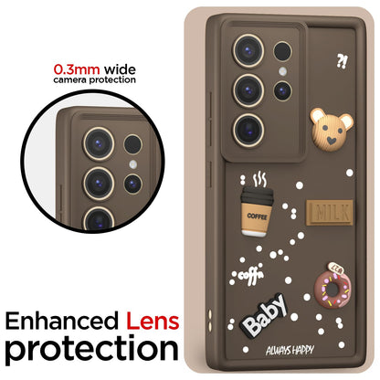 Pikkme Samsung Galaxy S24 Ultra 5G Cute Fun Cartoon 3D Bear Coffee Back Cover (Brown)