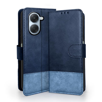 Redmi A7 Magnetic flip cover in navy & light blue by Pikkme