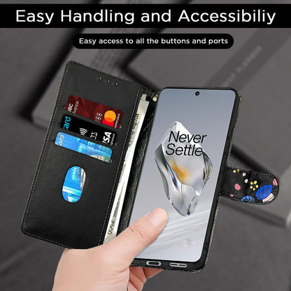 Black flower wallet flip cover for OnePlus 12 5G – Pikkme – photo 4