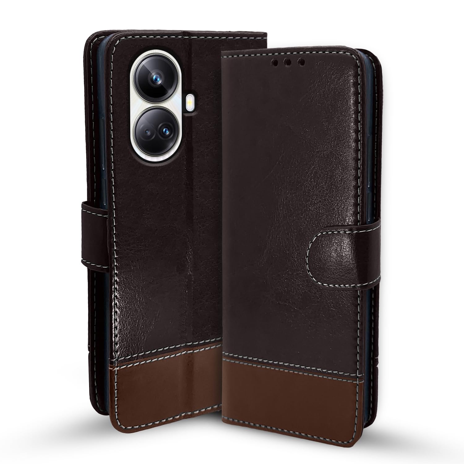 Realme 10 Pro Plus 5G mobile flip cover in coffee & brown by Pikkme