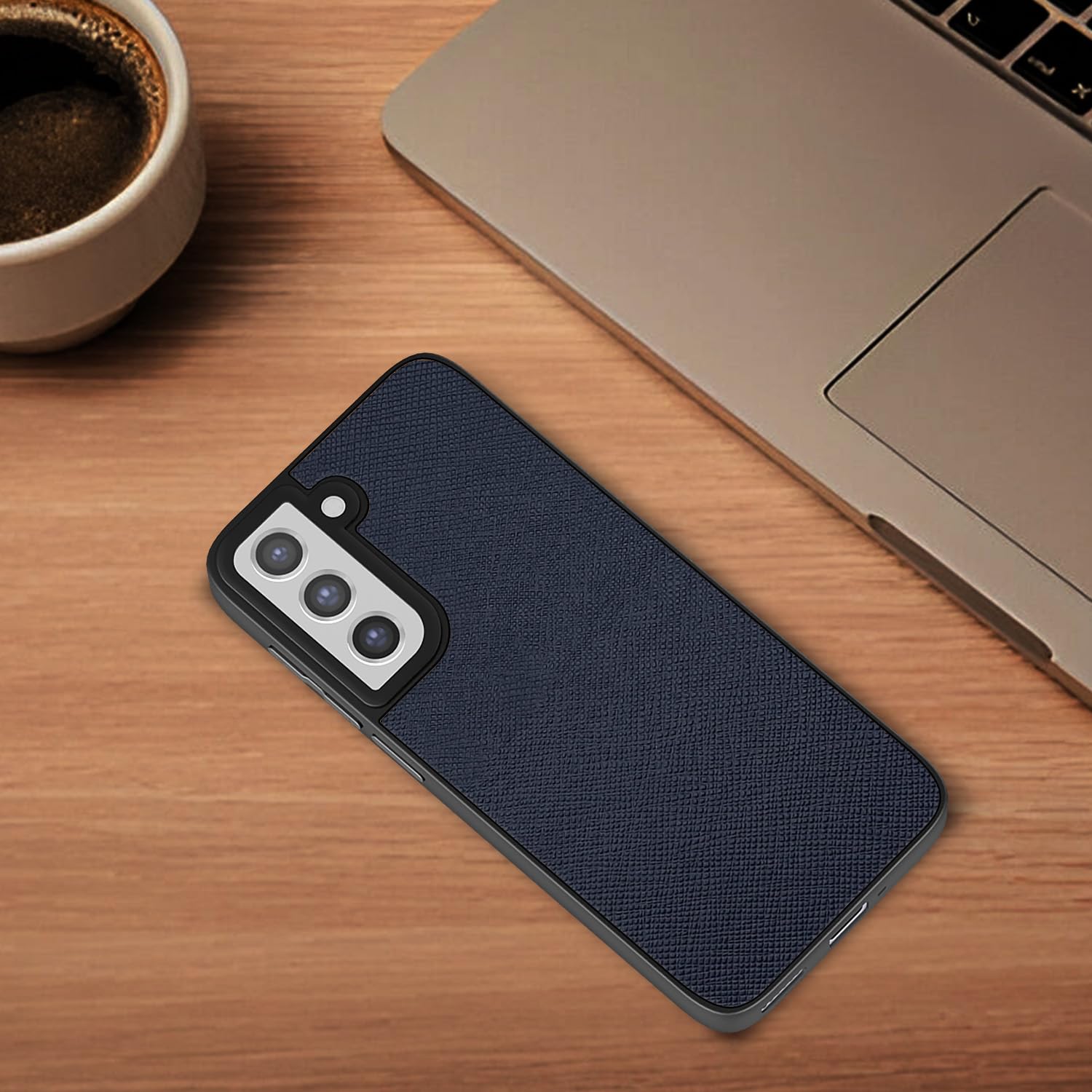 Pikkme Samsung Galaxy S21 Fe 5G Vegan Leather Back Cover (Blue)