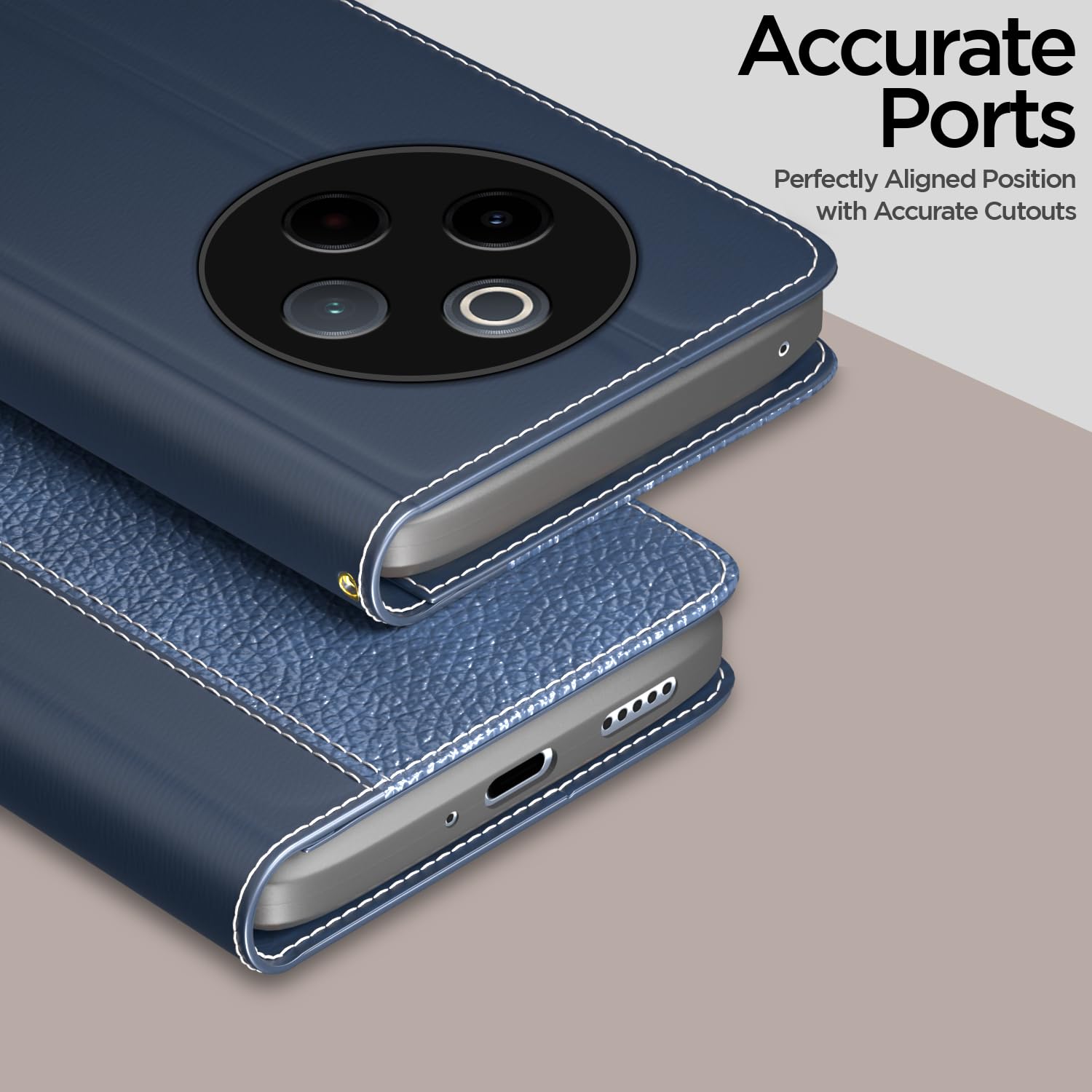 Pikkme Vivo T4 5G / iQoo Z10 5G Contrast Flip Cover (Blue)