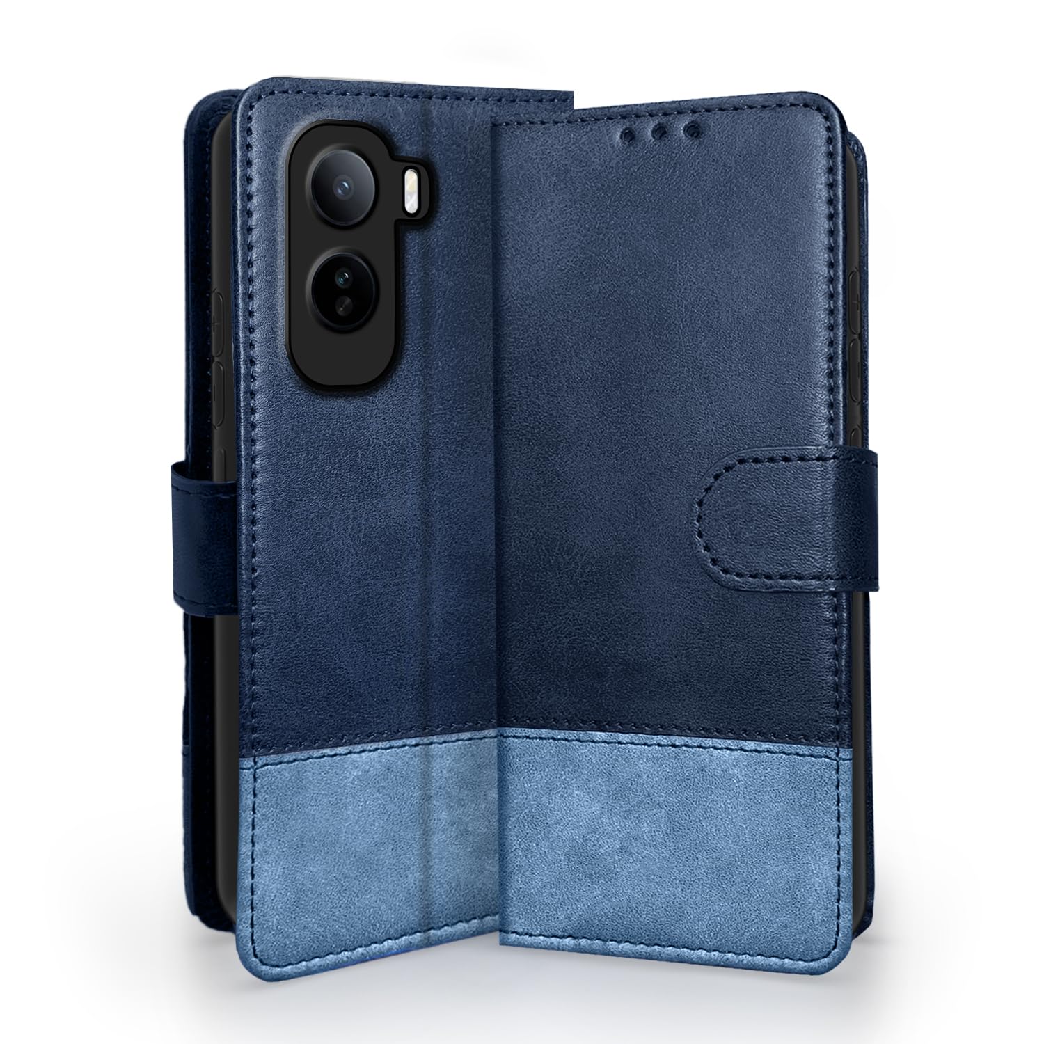 Navy & light blue wallet flip cover for Vivo T5 Pro 5G – Pikkme