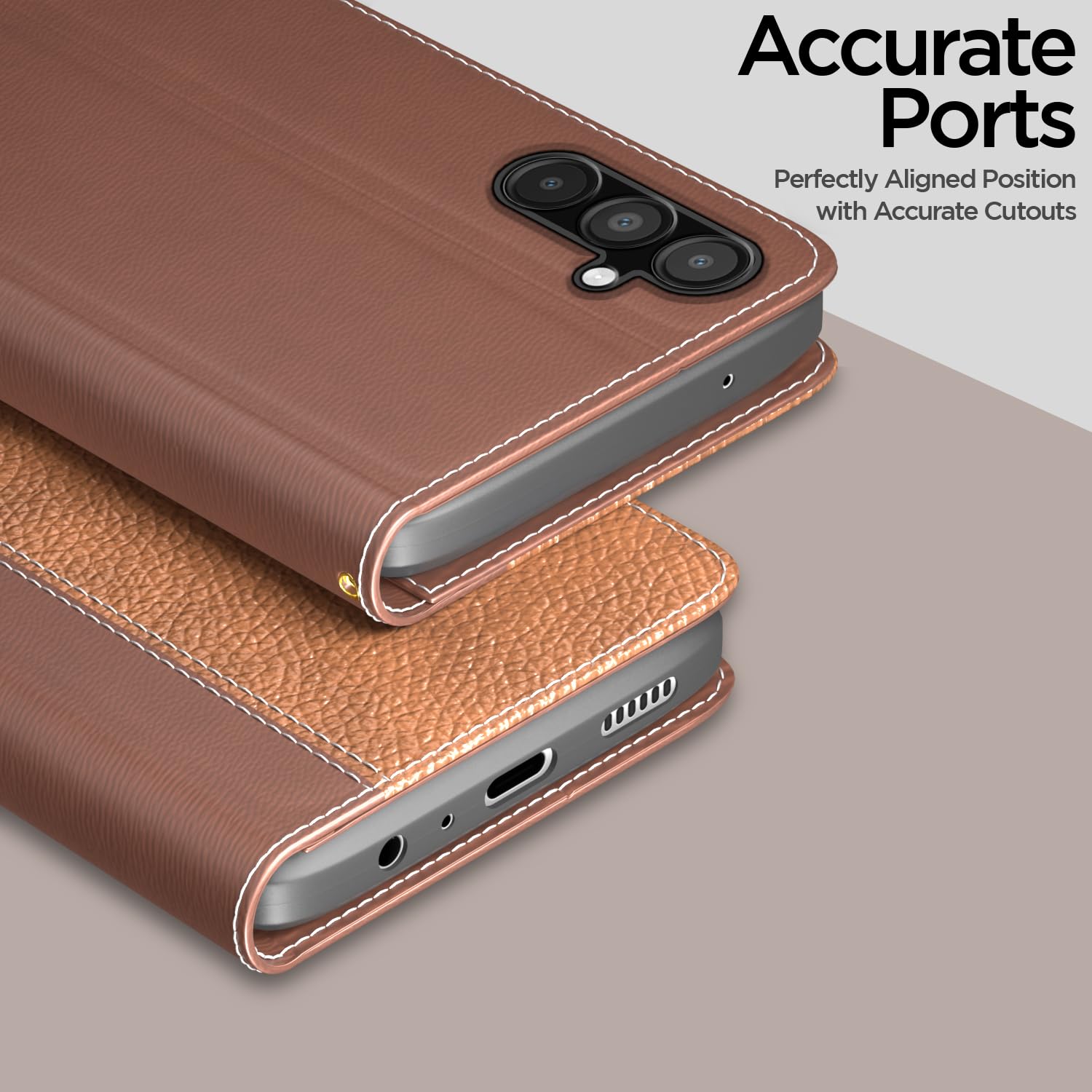 Samsung A14 4G/A14 5G mobile flip cover in tan by Pikkme – photo 2