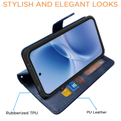 Pikkme Vivo V70 FE 5G navy & light blue wallet flip cover – photo 3