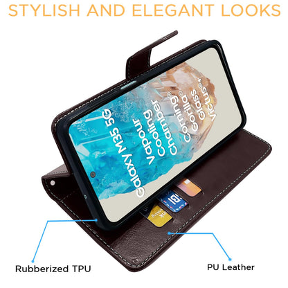 Pikkme Samsung M35 5G coffee & brown wallet flip cover – photo 5