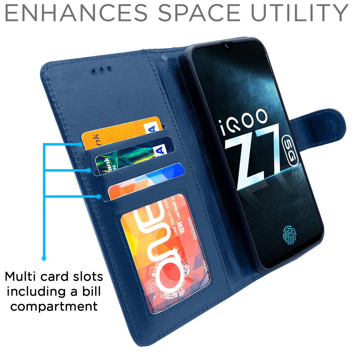 Pikkme iQOO Z7 5G / iQOO Z7s 5G Vintage Flip Cover | Blue