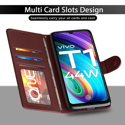 iQOO Z6 44W/T1 44W Wallet flip cover in brown by Pikkme – photo 5