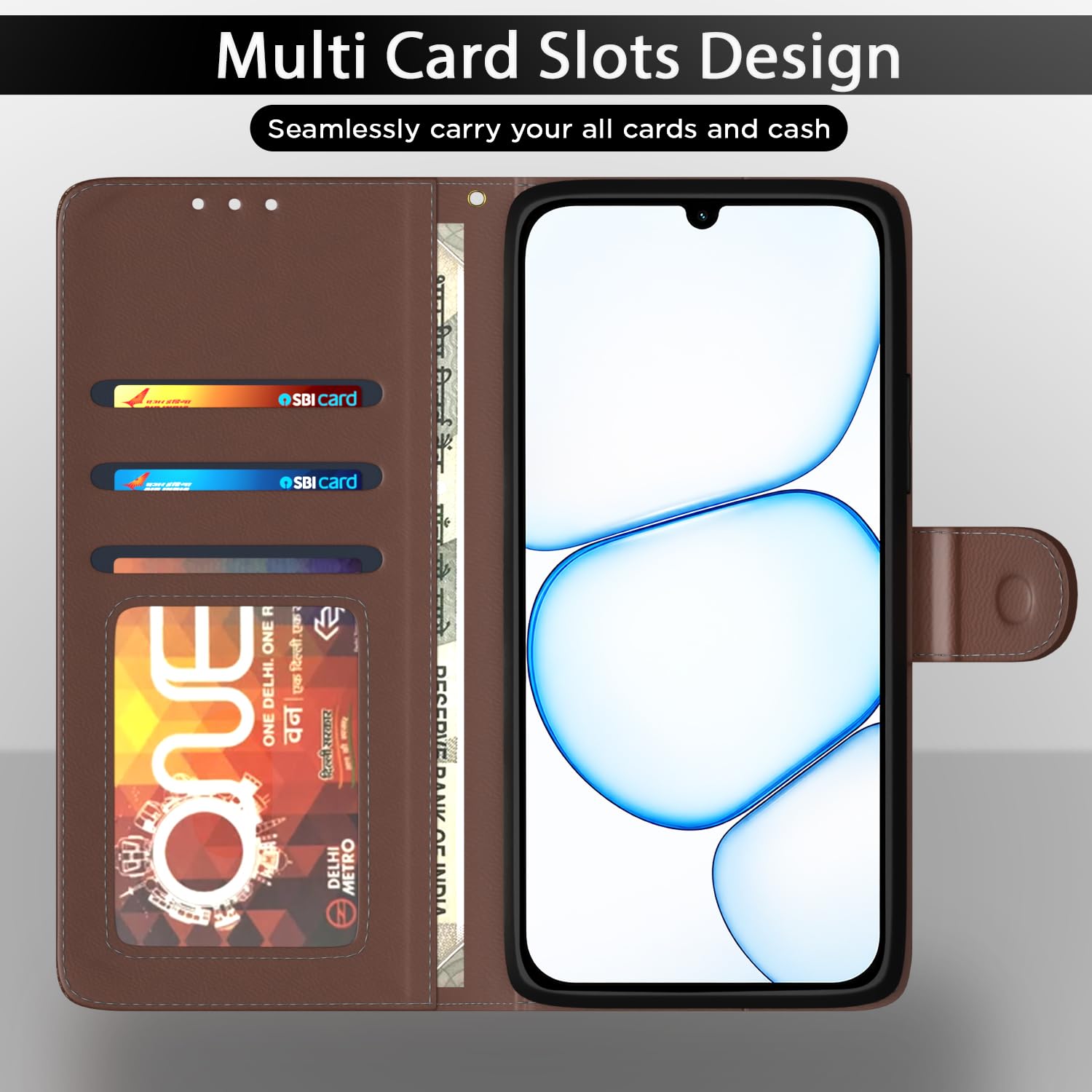 Tan Wallet wallet flip cover for Realme C100x – Pikkme – photo 5