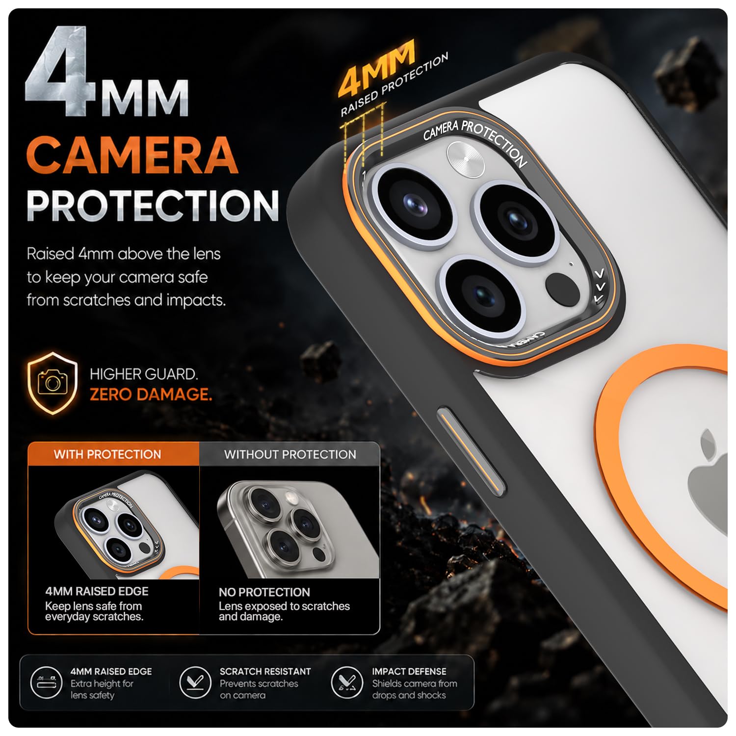 Black & orange mag-safe back cover for iPhone 15 Pro – Pikkme – photo 4