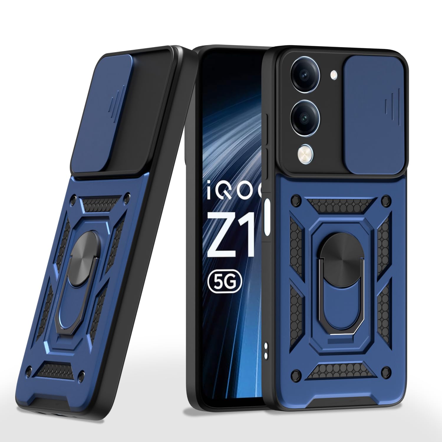 Pikkme Vivo T4 Lite 5G / iQOO Z10 Lite 5G / Vivo Y04 4G / Vivo Y19 5G D10 Tough Armor Back Cover (Blue)