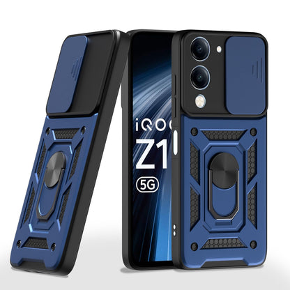 Pikkme Vivo T4 Lite 5G / iQOO Z10 Lite 5G / Vivo Y04 4G / Vivo Y19 5G D10 Tough Armor Back Cover (Blue)