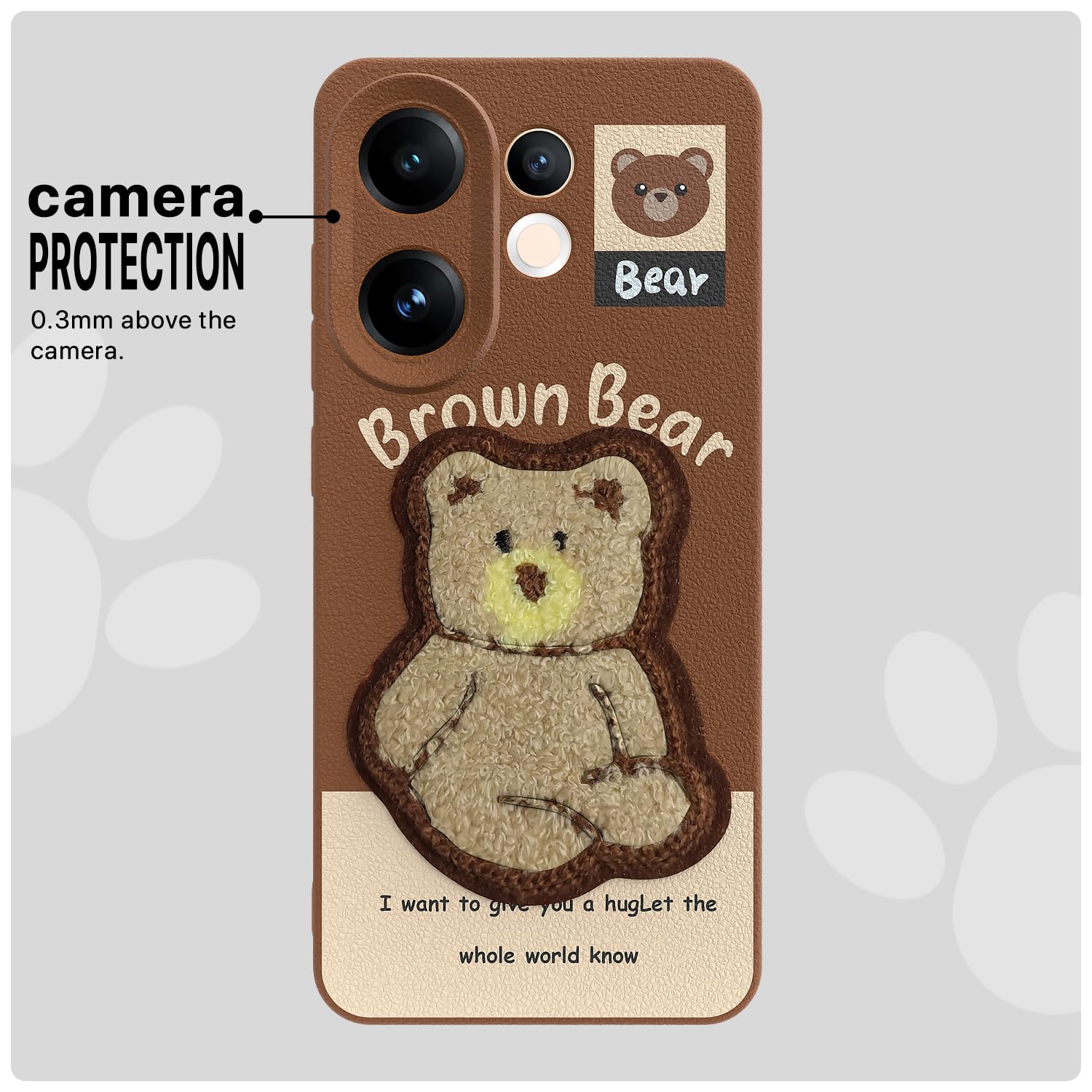 Brown Plush Patch phone cover for Vivo V60/T4 Pro 5G – Pikkme – photo 6