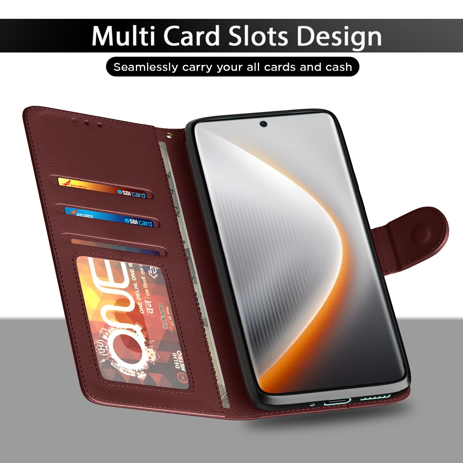 Pikkme Tecno Pova Curve 5G Premium Leather Finish Vintage Flip Cover (Brown)