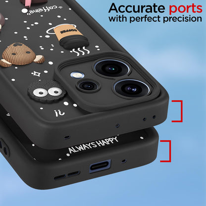Oppo Reno 15F 5G Bear Coffee mobile cover in black by Pikkme – photo 4