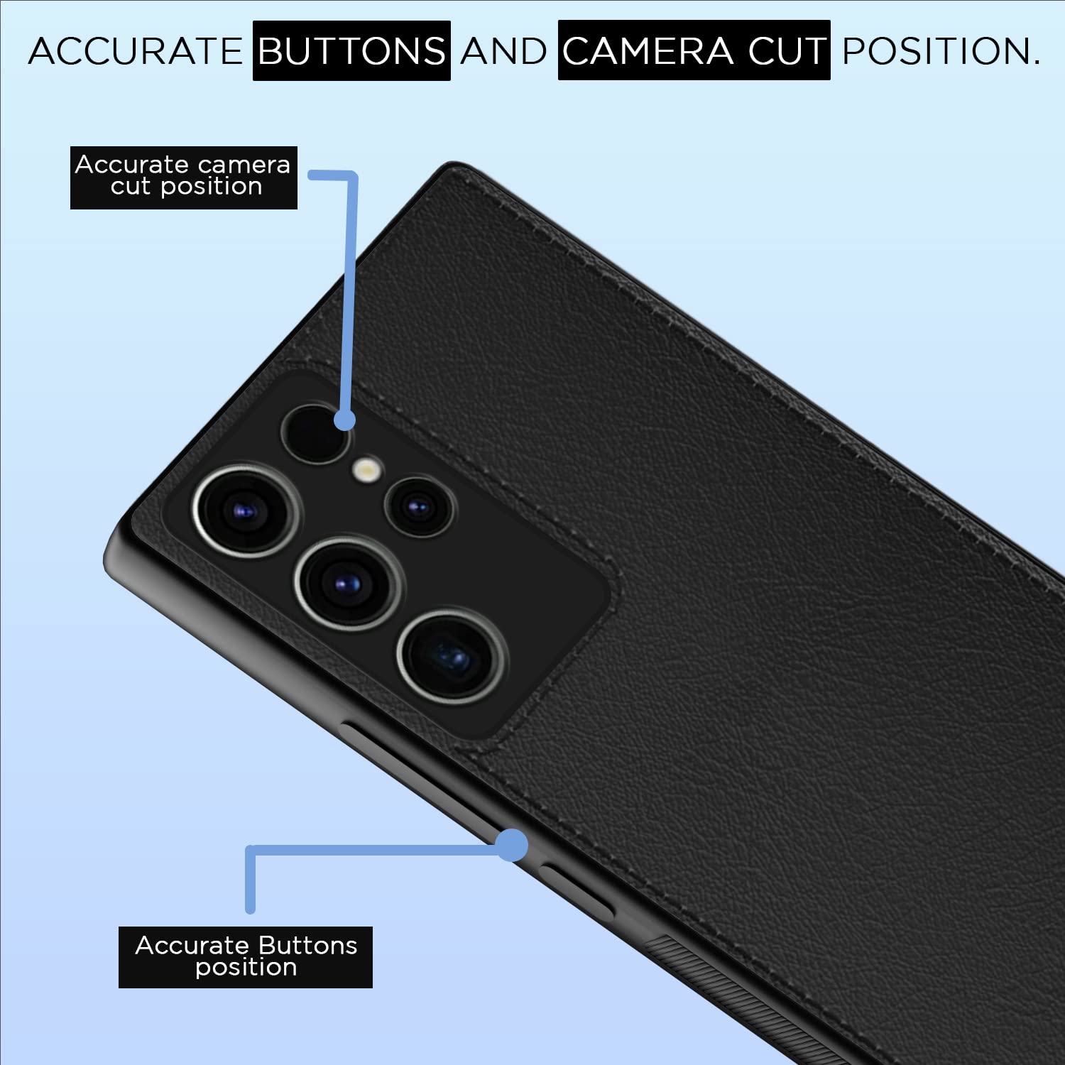 Pikkme Samsung Galaxy S23 Ultra 5G Leatherback Back Case | Black