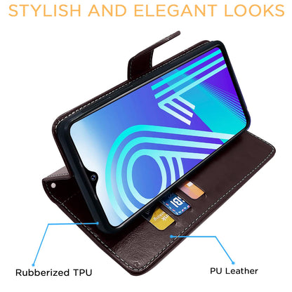 Pikkme coffee & brown wallet flip cover for Vivo Y91/Y93/Y95 – photo 5