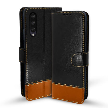 Mi A3 Magnetic mobile flip cover in black & brown by Pikkme