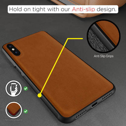 Pikkme iPhone X/Xs Flexible Pu Leather Leatherback Back Cover (Camel)