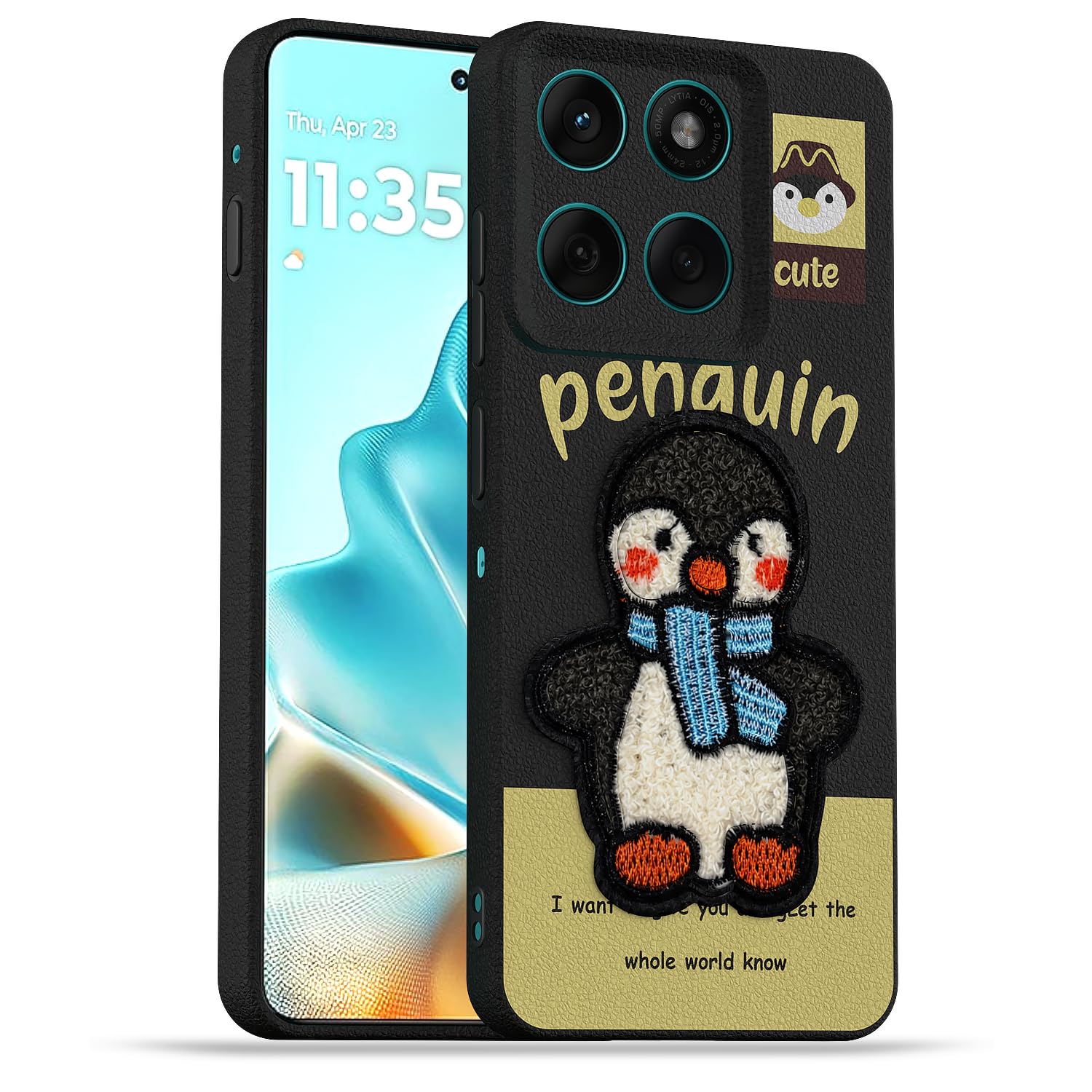 Black Plush Patch mobile cover for Moto Edge 60/Edge 60 Fusion 5G – Pikkme