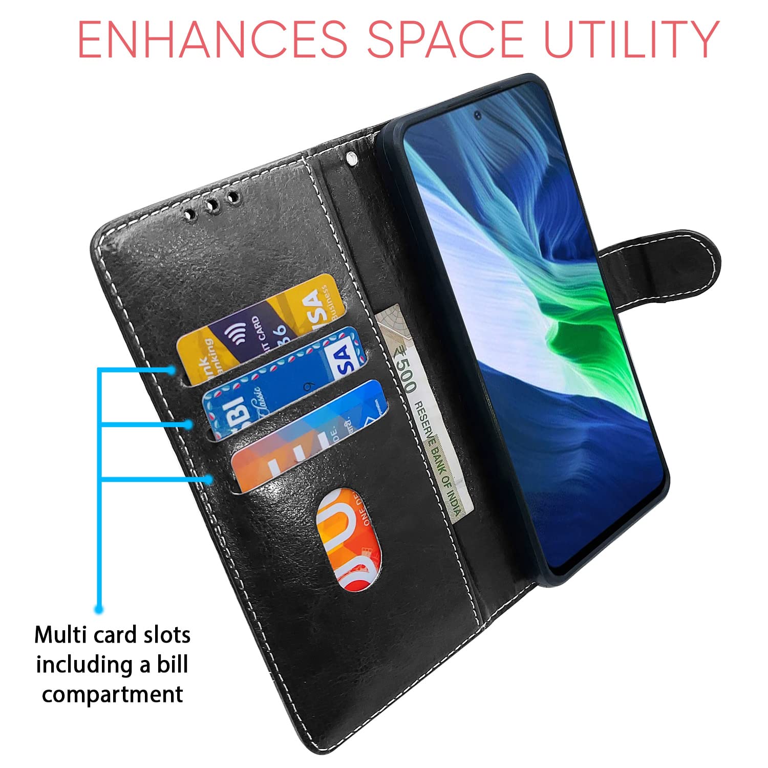Infinix Note 10 Magnetic flip case in black & brown by Pikkme – photo 3