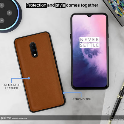 OnePlus 7 Leather mobile cover in camel by Pikkme – photo 5