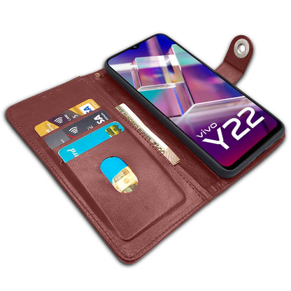 Vivo Y22 wallet flip cover in brown by Pikkme – photo 3
