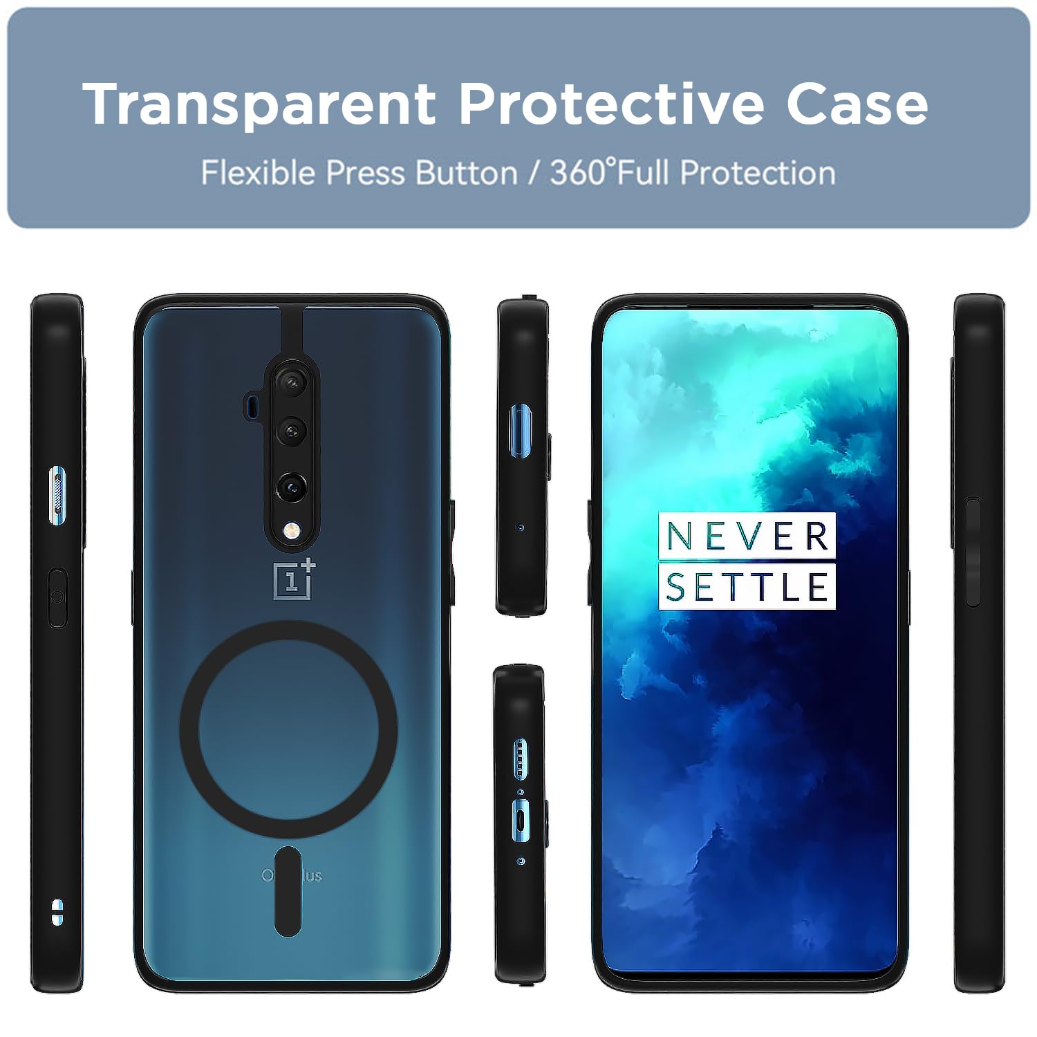 Pikkme black smoke mag-safe MagSafe mobile back cover for OnePlus 7T Pro – photo 3