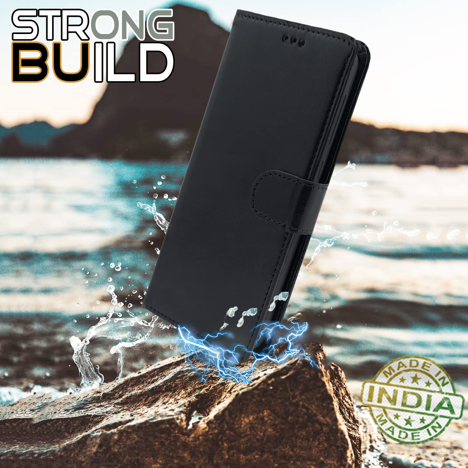 Pikkme Tecno Spark 7 / 7T Vintage Flip Cover| Black