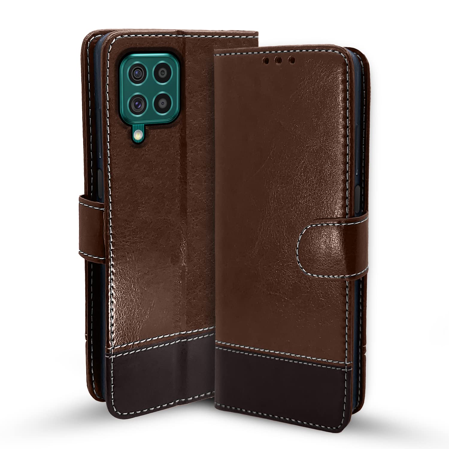 Samsung F62 Magnetic flip case in brown & coffee by Pikkme