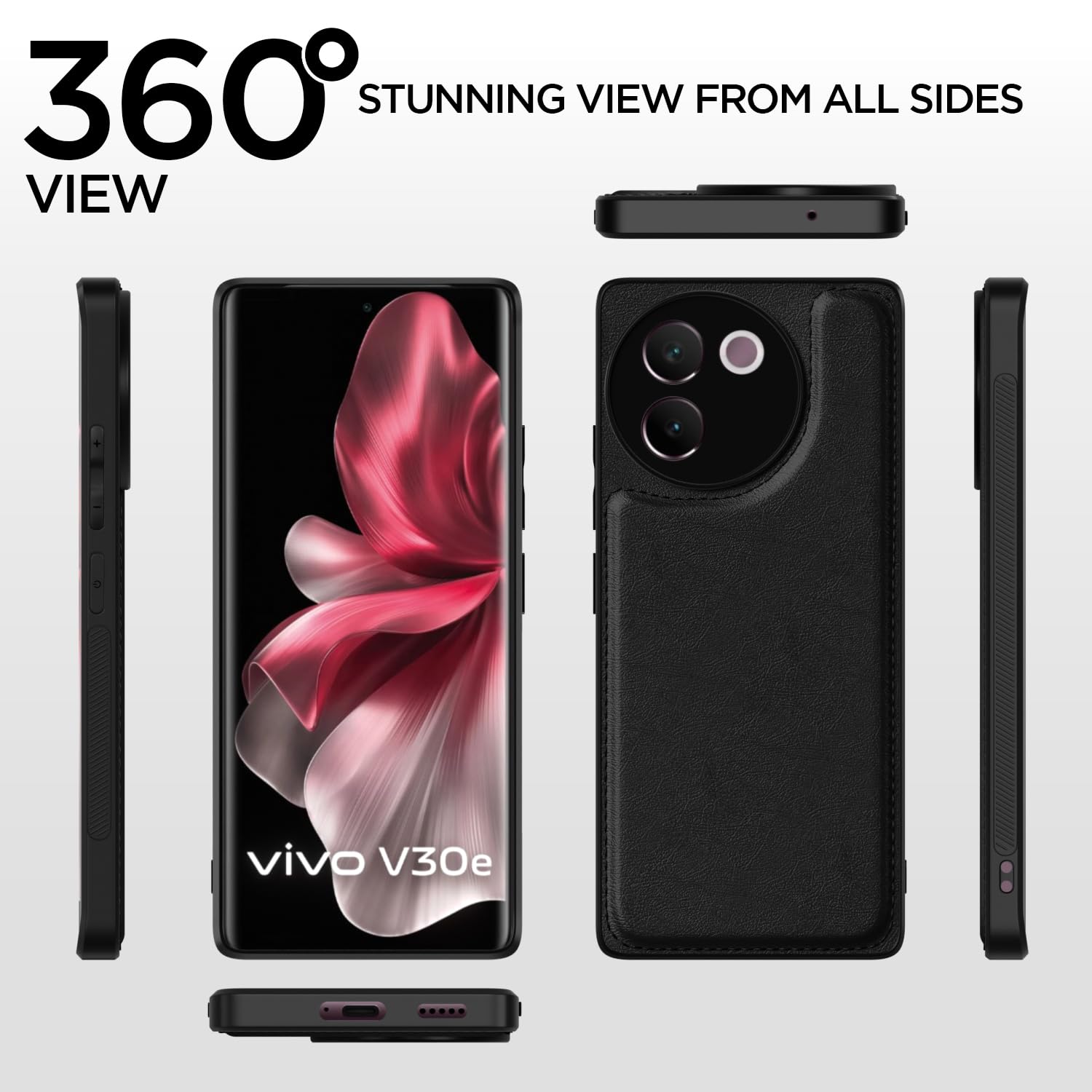 Pikkme black Leather mobile cover for Vivo V30e 5G – photo 2