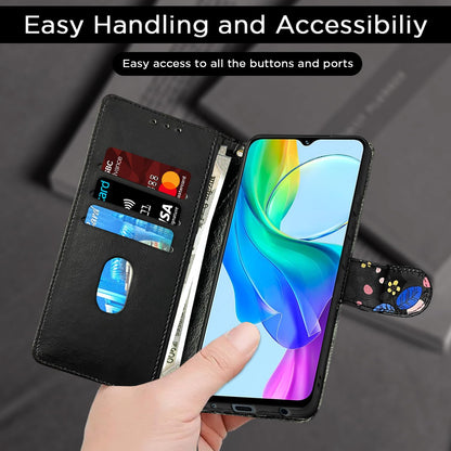 Black flower Wallet flip case for Vivo Y03 4G – Pikkme – photo 7
