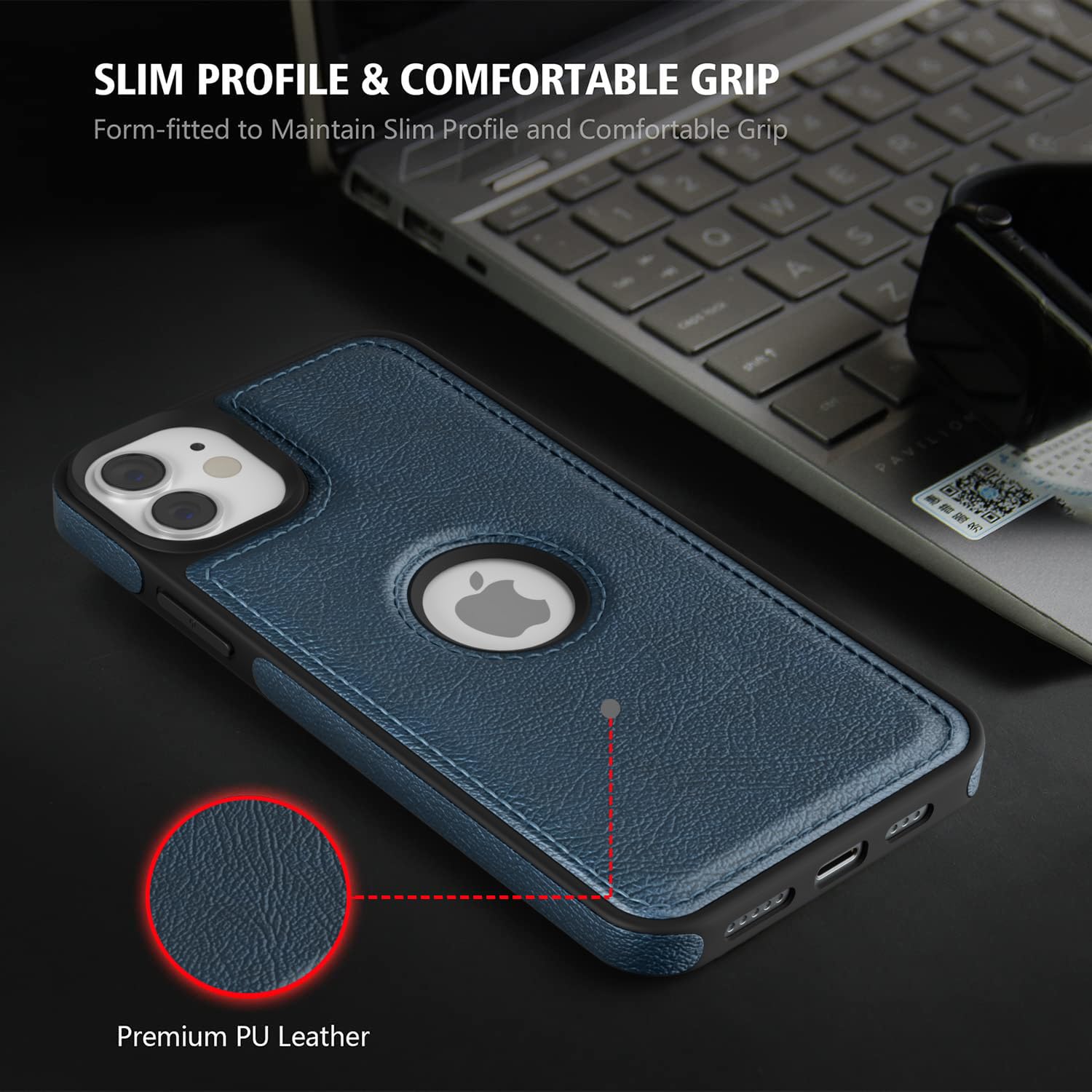 Pikkme iPhone 12/12 Pro Flexible Pu Leather Back Case (Blue)