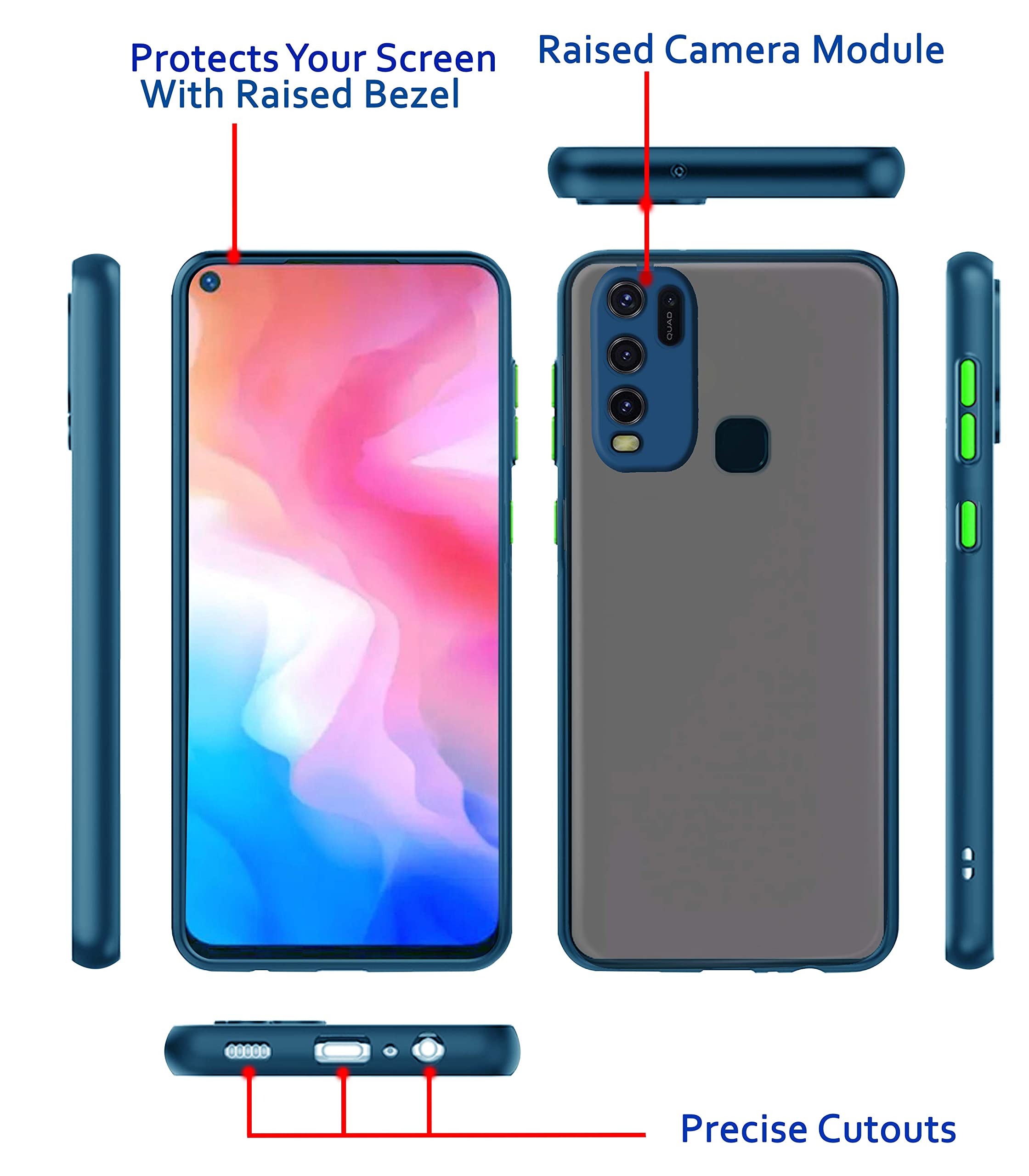 Vivo Y30/Y50 Hybrid back cover in blue by Pikkme – photo 3
