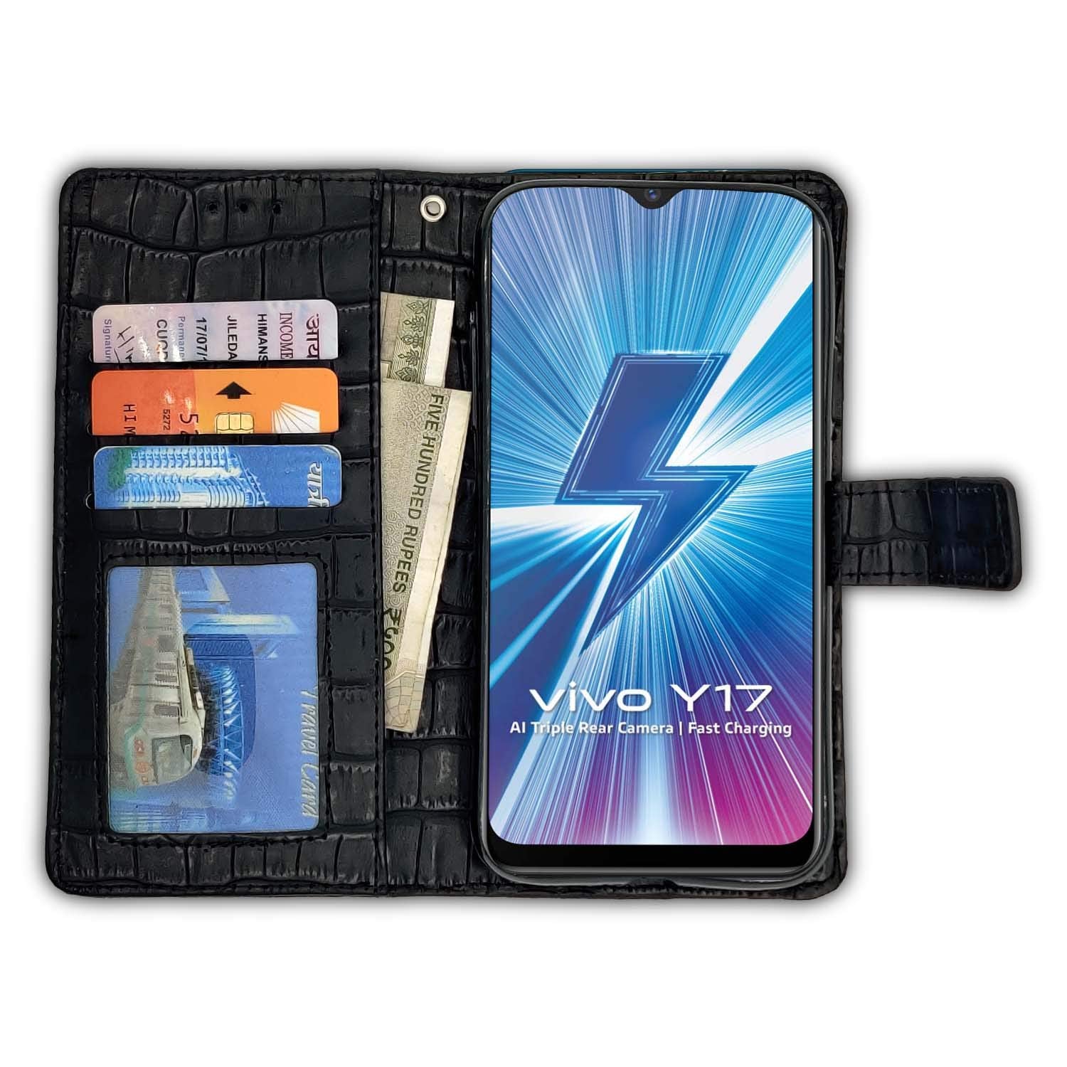 Black wallet flip cover for Vivo Y12/Y15/Y17/U10 – Pikkme – photo 2