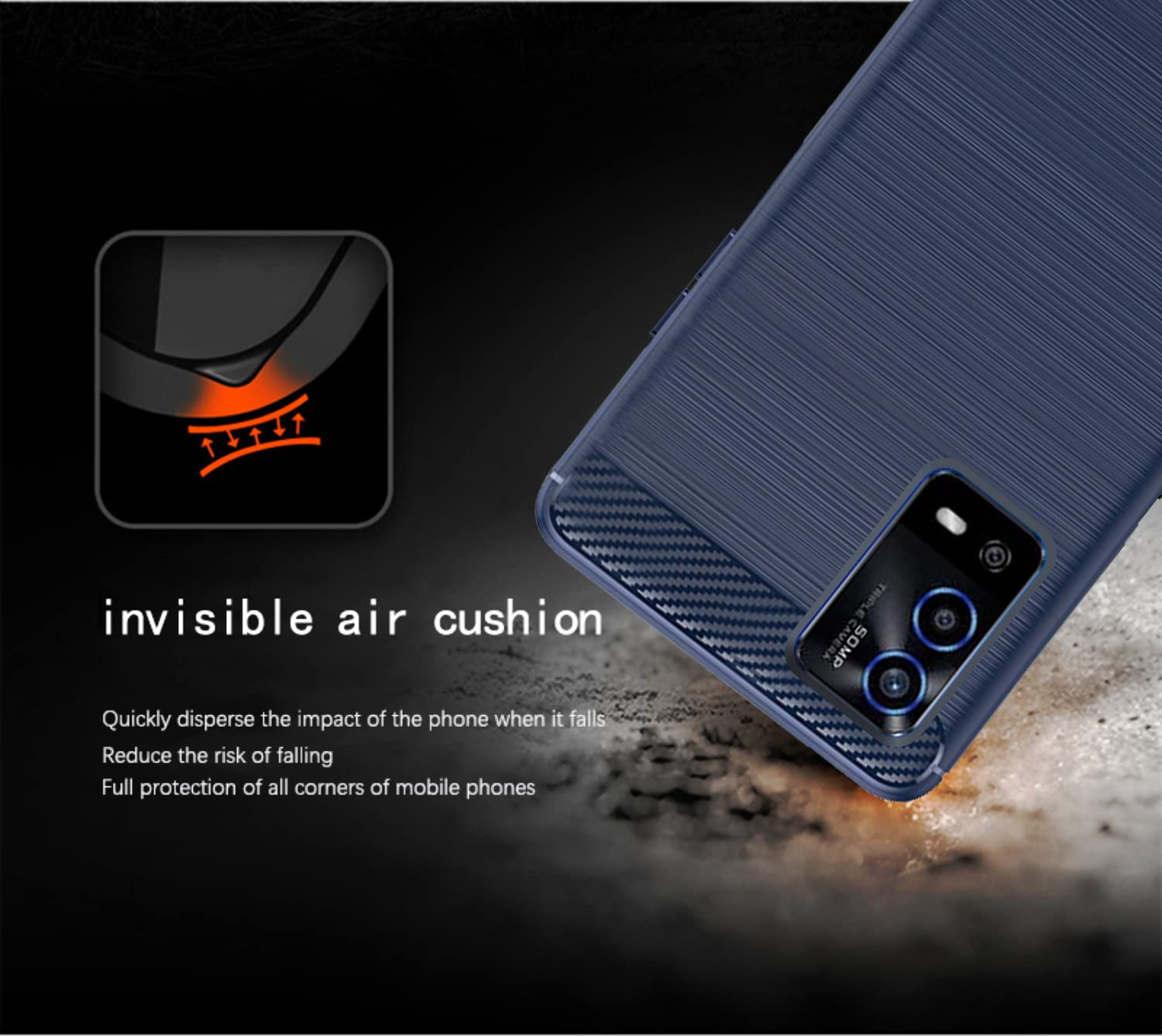Pikkme Oppo A55 Hybrid Carbon Fiber Back Cover | Blue