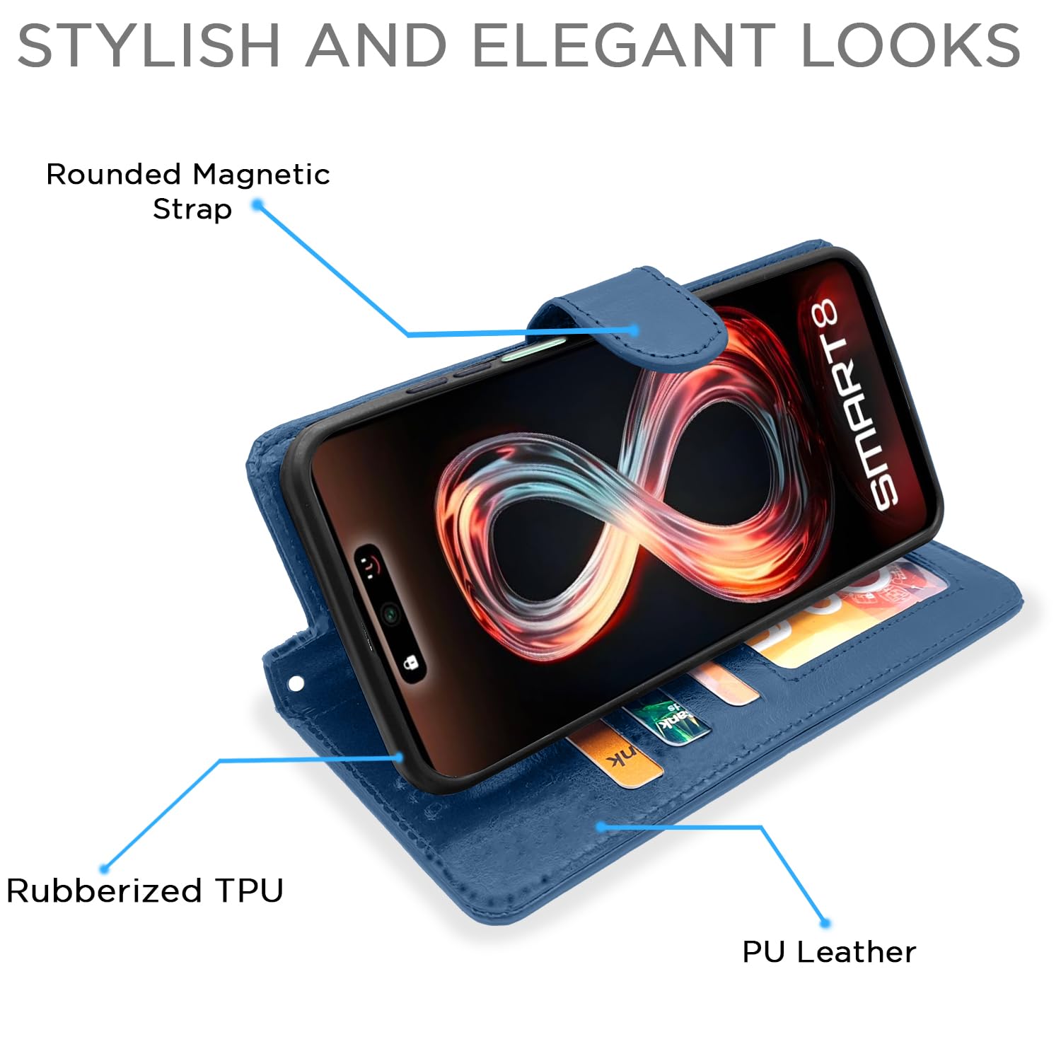 Blue Wallet flip case for Infinix Smart 8 – Pikkme – photo 3