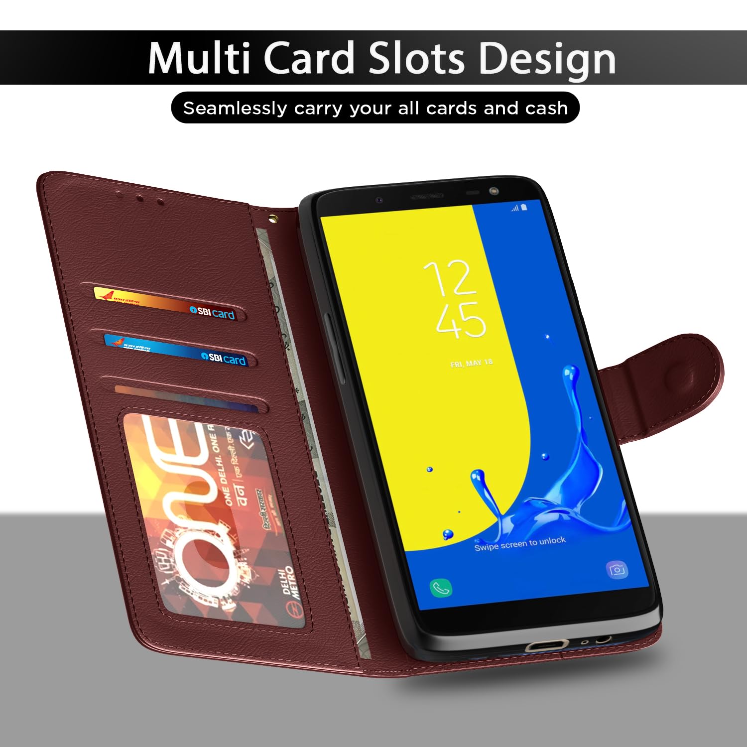 Brown mobile flip cover for Samsung J6 2018 – Pikkme – photo 5
