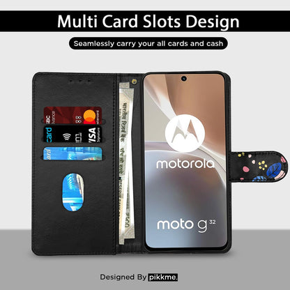 Pikkme black flower wallet flip cover for Moto G32 – photo 3