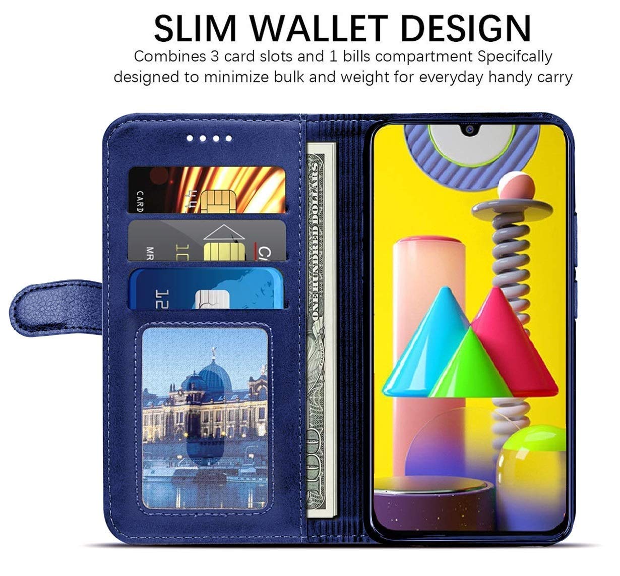 Pikkme Realme C15 Premium Leather Magnet Flip Cover  (Blue)