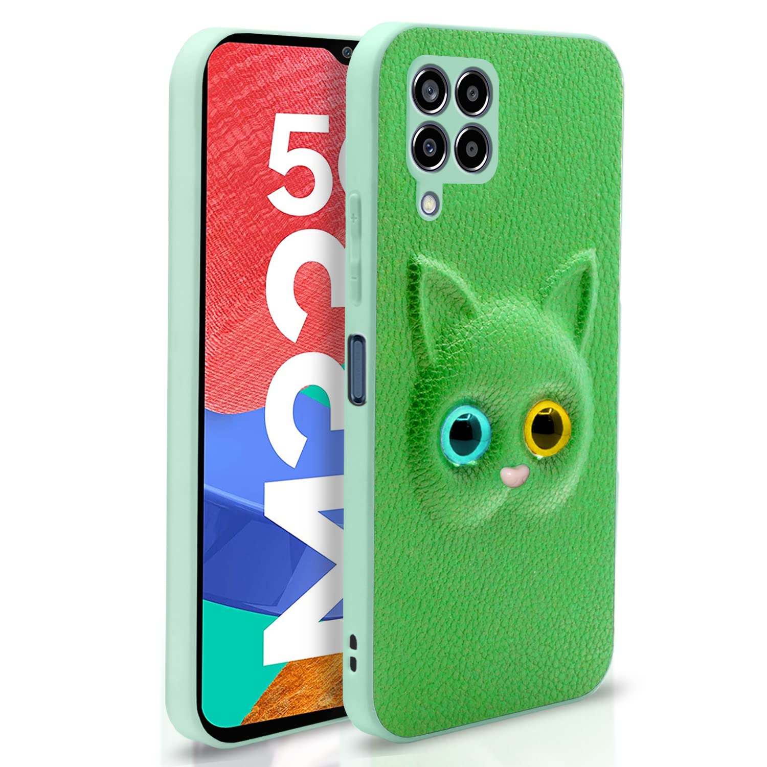 Samsung M33 5G Cat mobile back cover in green by Pikkme