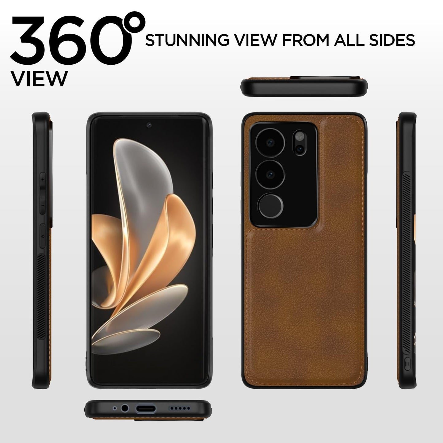 Pikkme Vivo V29 5G Leather Back Cover (Brown)