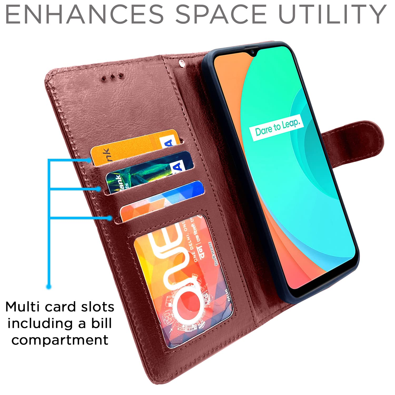 Pikkme Realme C11 Vintage Flip Cover | Brown